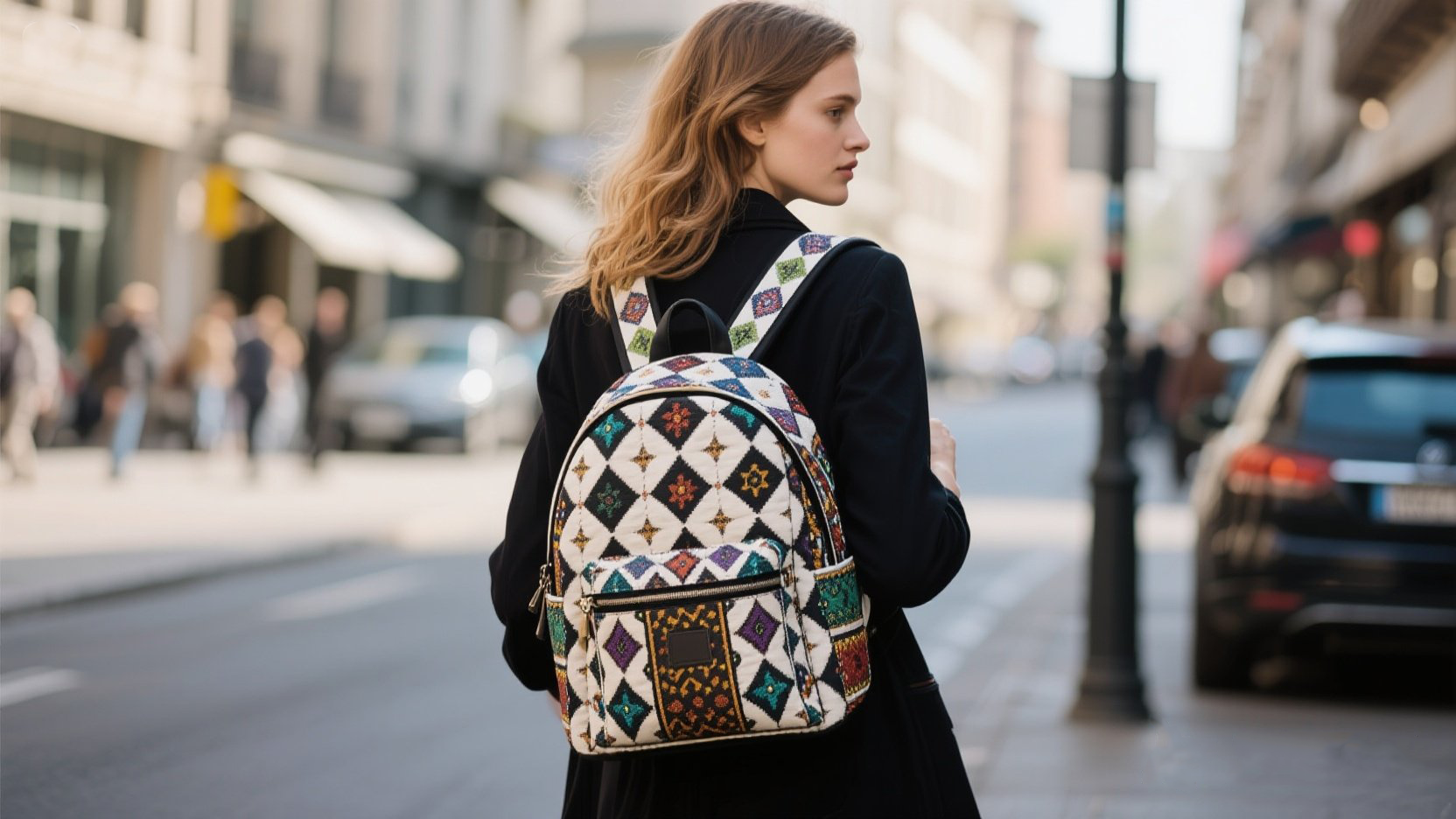 a woman with a bag a woman with a bag